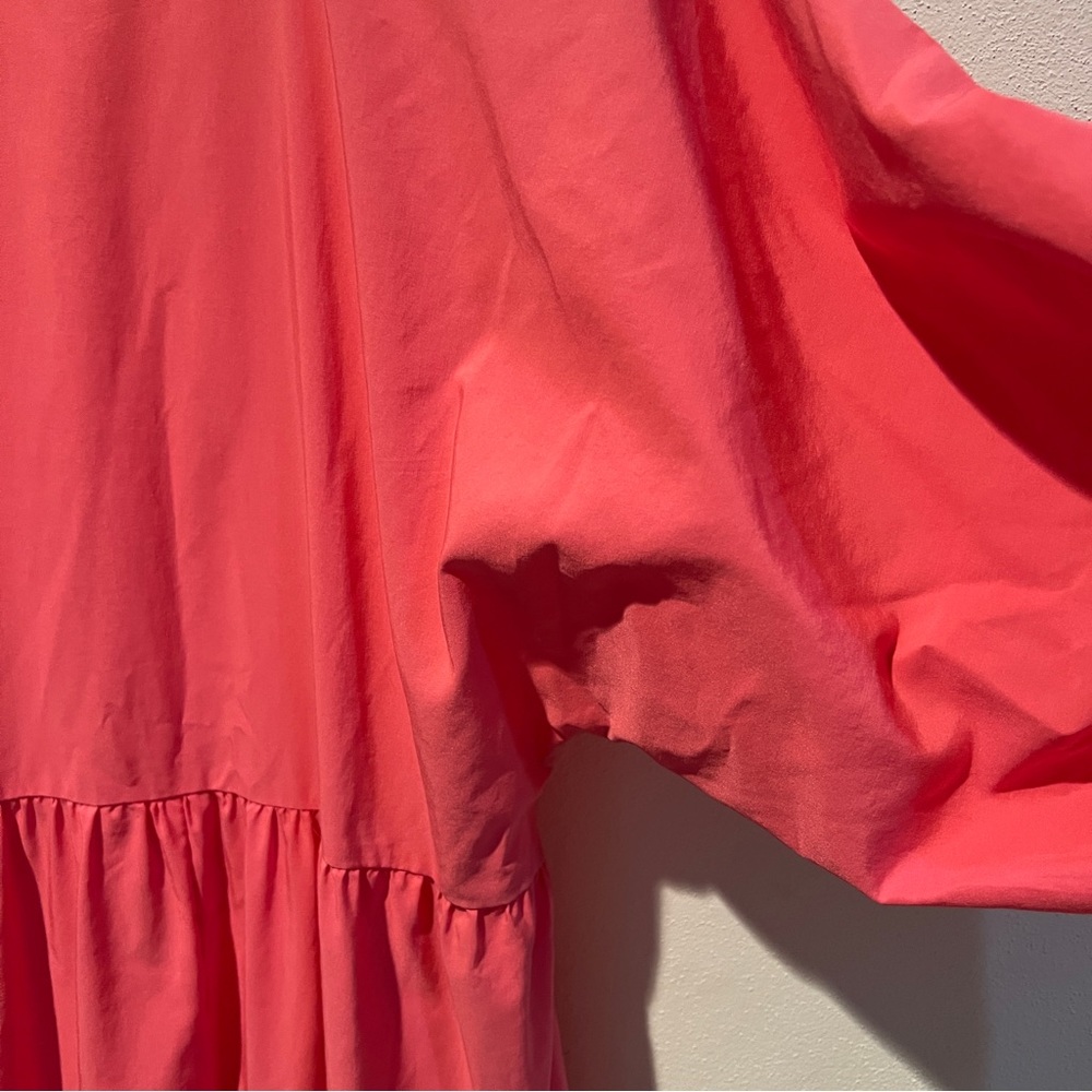 Zara Pink Tiered Poplin VNeck Oversized Maxi Dress Puff Sleeve Size XS - Picture 12 of 12